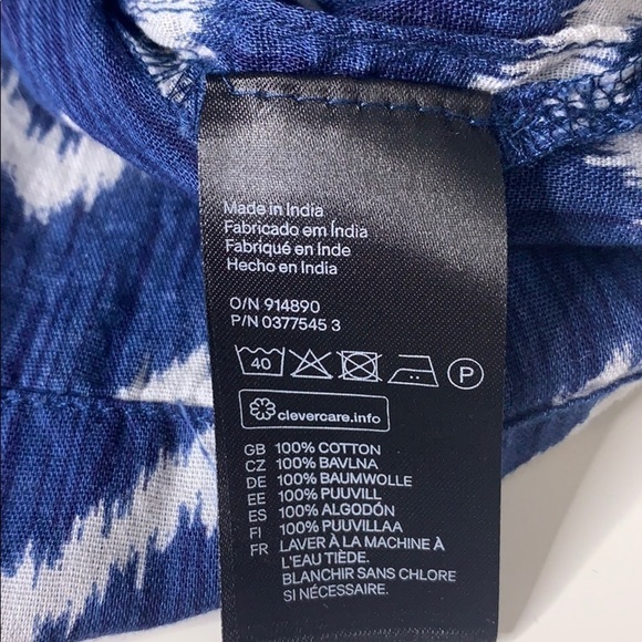 H&M L.O.G.G. Relaxed fit chevron tassel tunic top 10 blue women’s resort - Picture 8 of 8